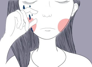 Einsam und allein? Darüber reden ist der erste Schritt Einsam: Zeichnung einer Person, die sich eine Träne von der Wange streicht