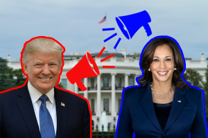 Donald Trump und Kamala Harris vor dem Weißen Haus in Washington.