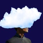 Anstieg von Depressionen: “Wie im luftleeren Raum” Mann mit Wolke statt Kopf