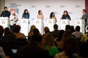 Areej Alsayed and Alicia Amancio at a panel at the Hamburg Sustainability Conference. Photo: Hamburg Sustainability Conference