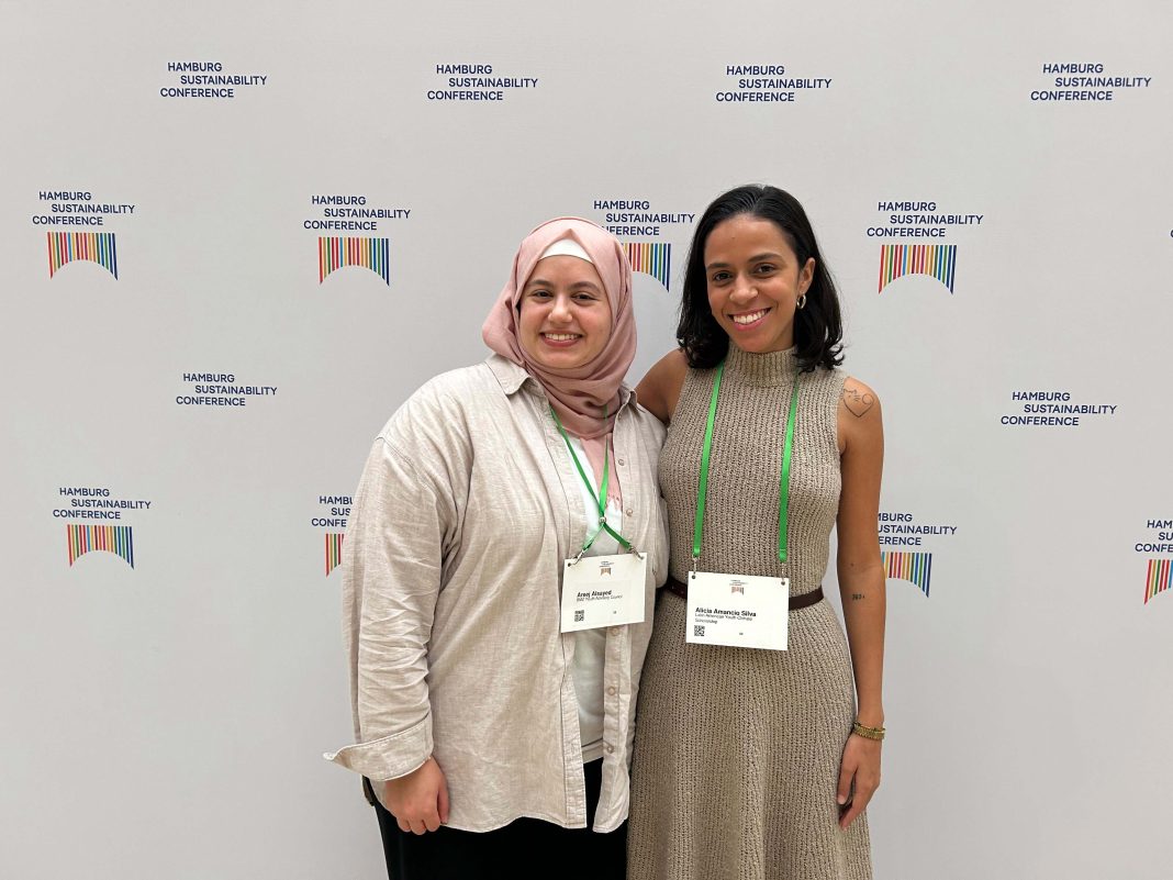 Areej Alsayed and Alicia Amancio at the Hamburg Sustainability Conference. They talk about climate change and climate justice .