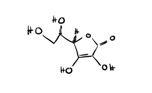 Chemische Struktur von Ascorbinsäure bzw. Vitamin C. Bild: Helen Kemmler.