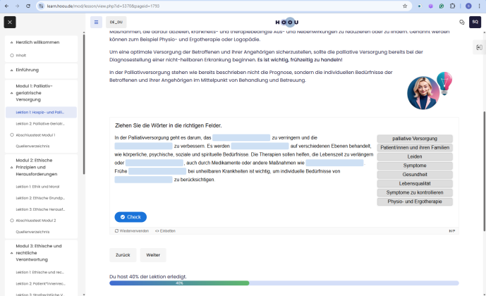 Lückentext zur Palliativversorgung