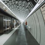 „Wir machen Hamburg“: Aktionsmonat der Stadtwirtschaft Der Entwurf der Haltestelle zeigt eine U-Bahn Haltestelle mit gekachelten Wänden und Lichtelementen an der Decke und wartenden Menschen.