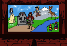 Das Märchen vom Kinosterben? Kinosaal mit bespielter Leinwand