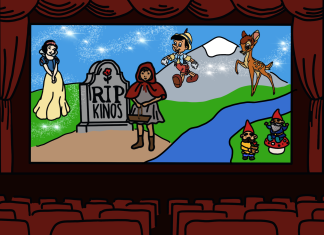 Das Märchen vom Kinosterben? Kinosaal mit bespielter Leinwand