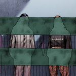 Die unsichtbaren Frauen am Hauptbahnhof Hamburg Eine Illustration von zwei Frauen, die hinter einem Sichtschutz stehen.