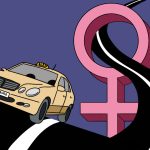 Warum es auch in Hamburg Frauentaxis braucht Eine Illustration von einem Taxi mit einem Venussymbol im Hintergrund