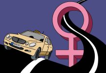 Warum es auch in Hamburg Frauentaxis braucht Eine Illustration von einem Taxi mit einem Venussymbol im Hintergrund