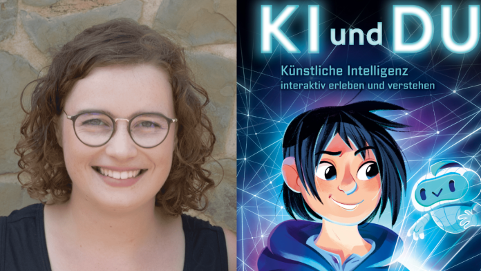 Es sind die Autorin Hannah Lesch und das Cover des Kinder-Buches 