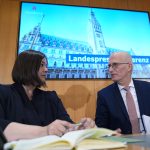 Hamburger Senat bei Klimazielen auf Kurs Peter Tschentscher und Katharina Fegebank haben bei der Landespressekonferenz die Klimaziele vorgestellt.