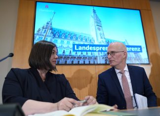Hamburger Senat bei Klimazielen auf Kurs Peter Tschentscher und Katharina Fegebank haben bei der Landespressekonferenz die Klimaziele vorgestellt.