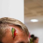 Geschminkte Verletzung am Kopf