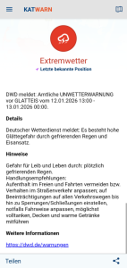 Screenshot: Die Gefahrenmeldung für Leib und Leben via App