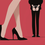 Ein Gesetz, das Sexarbeit gefährlicher macht Das Nordische Modell bestraft Kund*innen von Sexarbeit: Rechts sind die Beine einer Frau in High-Heels zu sehen. Rechts ist der Unterkörper eines Mannes zu sehen, seine Hände sind in Handschellen. Daneben ist ein Polizeiauto.