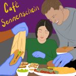 „Setzt euch einfach mal in fremde Menschengruppen” Illustration einer Frau, die Brötchen schmiert.