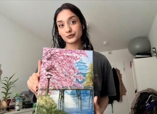 Codes für die Kunst: Kreative über KI Die Hobby-Künstlerin Nika Basseri mit ihrem Acrylgemälde.