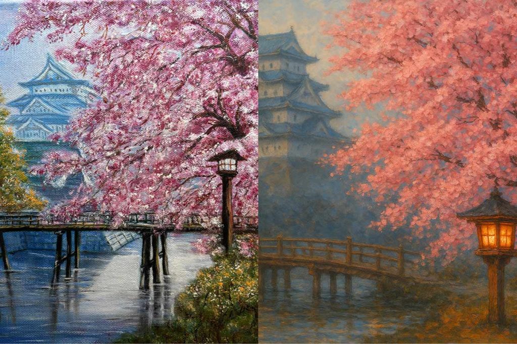 Nikas Bild (links) und das ChatGPT generierte Bild (rechts) gegenübergestellt