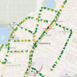 Hier sieht man eine starke Verschmutzung (rot) mit Angabe der Fahrtrichtung. Bild: Stadtreinigung Hamburg