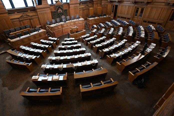 Bürgerschaft Hamburg Der leere Senat der Hamburger Bürgerschaft.
