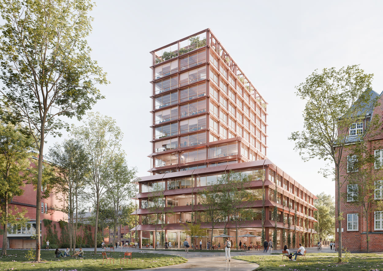 Visualisierung des Campus Service Center der HAW von außen von gmp International GmbH