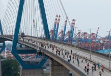 Sternfahrt 2026: Hamburg demonstriert auf dem Rad Viele Menschen fahren im Zuge der Sternfahrt 2025 mit dem Fahrrad über die Köhlbrandbrücke.