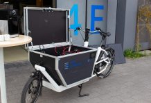 Kaffee aus dem Fahrrad – und das ist erst der Anfang Ein Lastenrad vor dem Gebäude des CC4E.