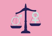 Gleichstellung: Spitze in Politik, wirtschaftlich aber mau Ungleiche Waage. Auf der linken Seite das männliche Geschlechtsszeichen was schwerer ist als das weibliche Zeichen auf der rechten Seite.