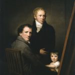 “Selbstbildnis mit der Pflegetochter Lina Gröger und dem Maler Heinrich Jakob Aldenrath” – Friedrich Carl Gröger
